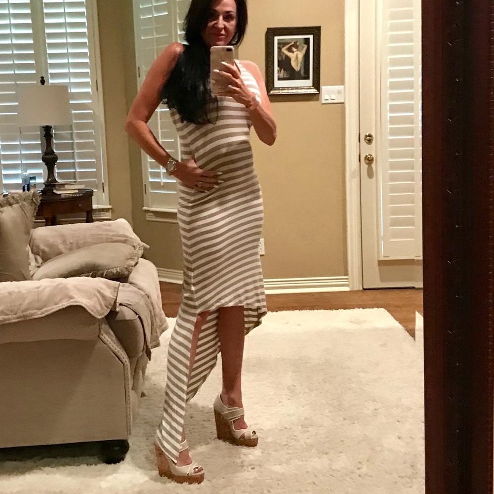 Michael Kors Tan and White high/low Dress.